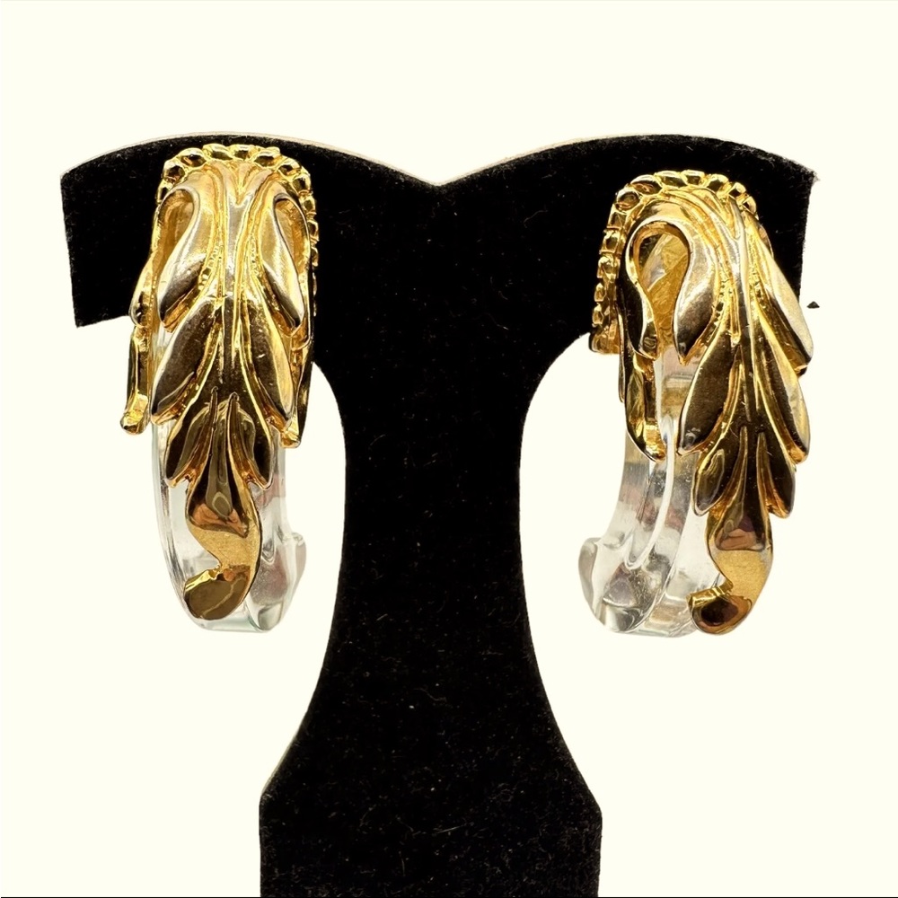 Vintage Inna Citrine Inna Cytrine Lucite earrings clip on